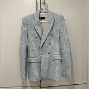 Zara Textured Light Blue Blazer